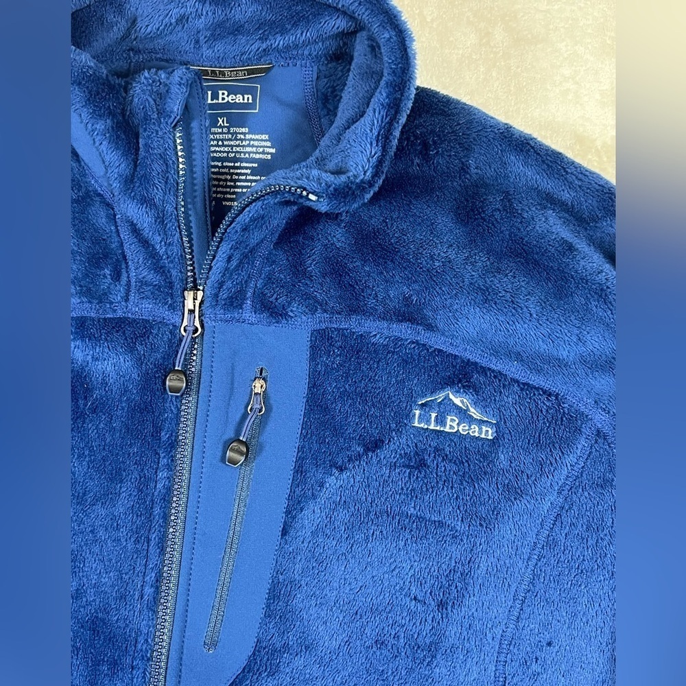 Men’s XL L.L. Bean Blue Sherpa Synchilla Fleece Full Zip Jacket EUC C25 - Picture 4 of 11